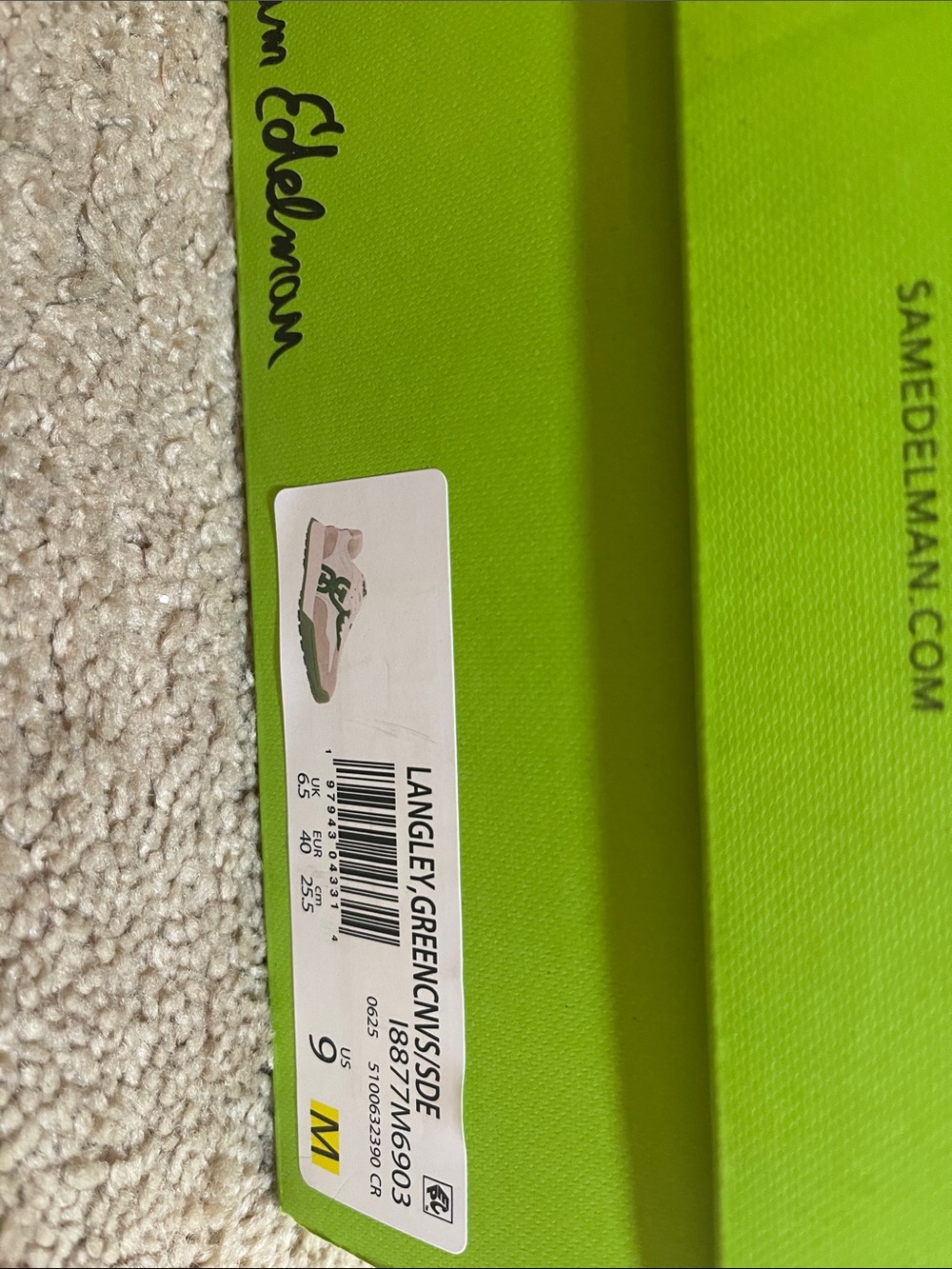 Sam Edelman Cream and Green Low-Top Sneakers woman’s Langley size 9 - Picture 2 of 16